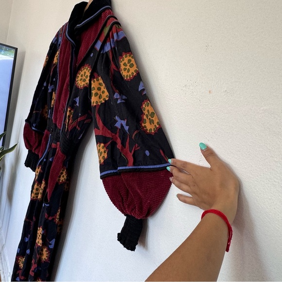 Jeanne Marc Vintage 80’s Luxury Colorful Floral Corduroy Long Sleeve Jumpsuit S - Picture 11 of 15